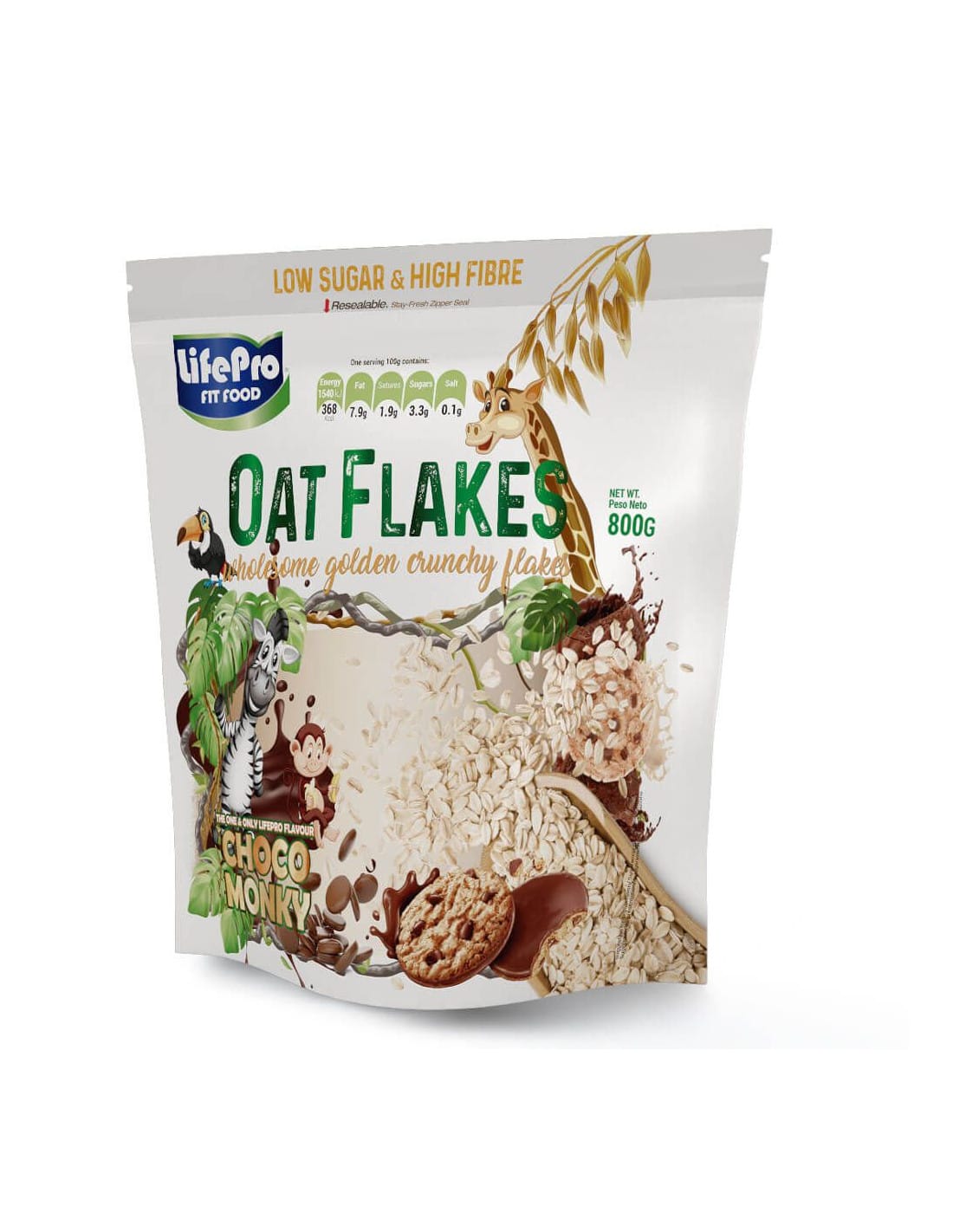 Oat Flakes LifePRO 800g - Sabor Choco Monky